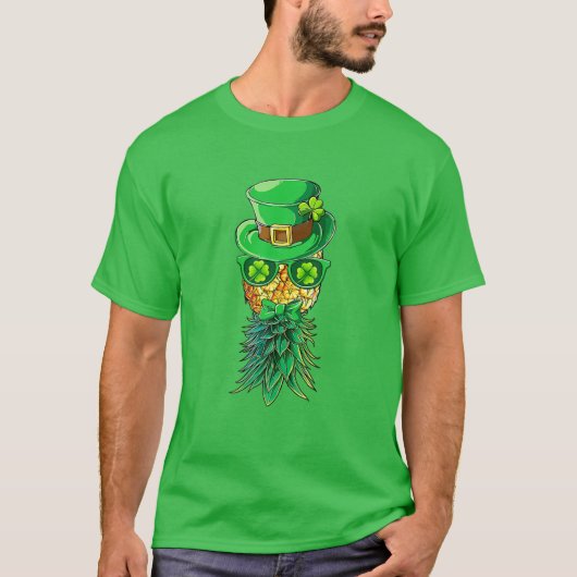 マスクスインガー逆さまにPineapple St Patrick's Da Tシャツ (正面)