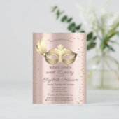 マスクダイヤモンドバラ金ゴールドマスカレードスウィート16 インビテーションポストカード (スタンド正面)