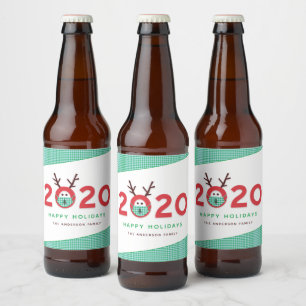 マスクトユーモアのあるライナー2020カスタムホリデー ビールラベル