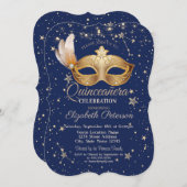 マスクネイビーブルースターズキンセニェラ招待状 招待状 (正面/裏面)