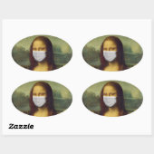 マスクパロディ付きモナリサ 楕円形シール (シート)