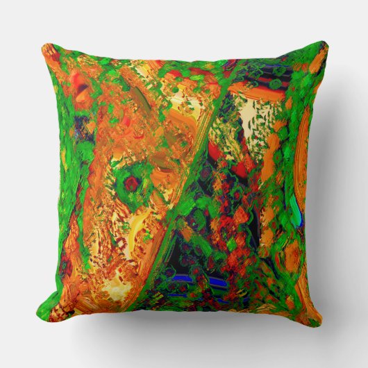 マスクパーティーまたは絵を描オレンジと緑のカーニバル クッション (正面)