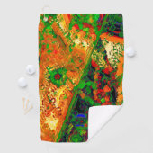 マスクパーティーまたは絵を描オレンジと緑のカーニバル ゴルフタオル (インサイチュ)