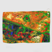 マスクパーティーまたは絵を描オレンジと緑のカーニバル ゴルフタオル (横)