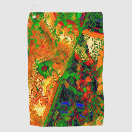 マスクパーティーまたは絵を描オレンジと緑のカーニバル ゴルフタオル