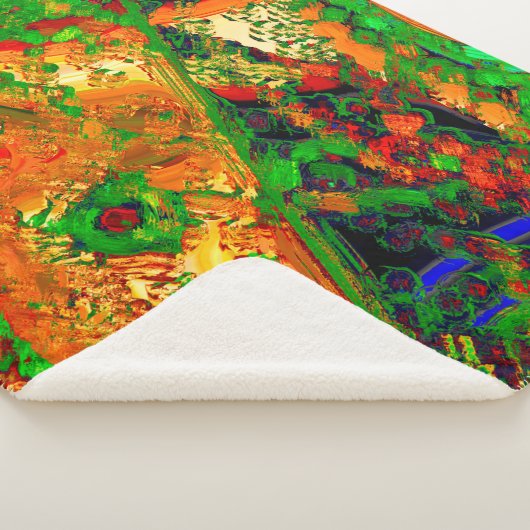 マスクパーティーまたは絵を描オレンジと緑のカーニバル シェルパブランケット (3/4)