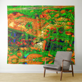 マスクパーティーまたは絵を描オレンジと緑のカーニバル タペストリー