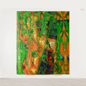 マスクパーティーまたは絵を描オレンジと緑のカーニバル タペストリー (正面)