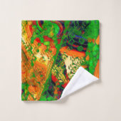 マスクパーティーまたは絵を描オレンジと緑のカーニバル バスタオルセット (ウォッシュタオル)