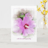 マスクフレーム付きピンクハイビスカス悔やみや弔慰 カード (黄色い花)