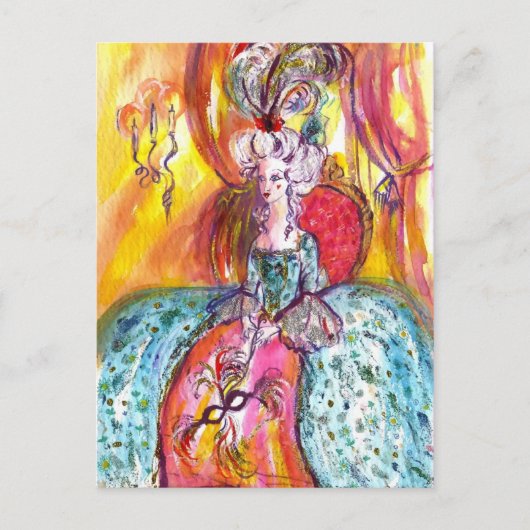 マスクベネチアン仮装のコロンビナレディ ポストカード (正面)