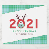 マスクユーモアのあるドトナカイ2021カスタムホリデービール ビールラベル (シングルラベル)