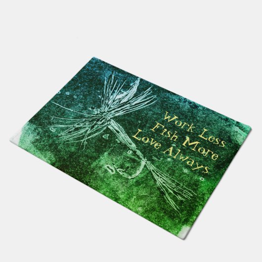 マスクラシック用ドライフライ模様およびバス魚釣り ドアマット (アングル)