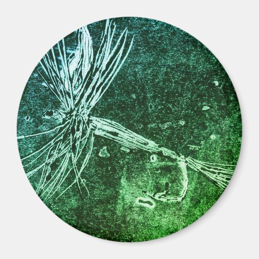 マスクラシック用ドライフライ模様およびバス魚釣り マグネット (正面)