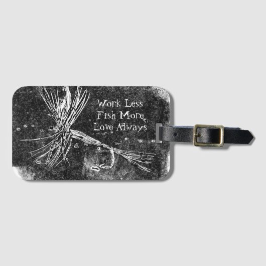 マスクラシック用ドライフライ模様およびバス魚釣り ラゲッジタグ (正面横)