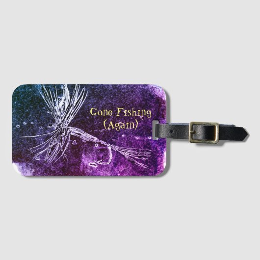 マスクラシック用ドライフライ模様およびバス魚釣り ラゲッジタグ (正面横)