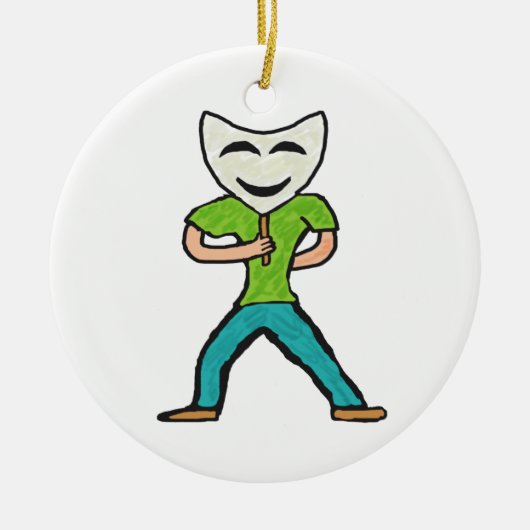 マスク付きアクター演技 セラミックオーナメント (正面)