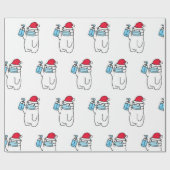 マスク付きキュートベア及びサニタイザー包装紙 ラッピングペーパー (フラット)