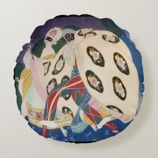 マスク付きノクターン/アールデコベネチアンマスカレード ラウンドクッション (正面)