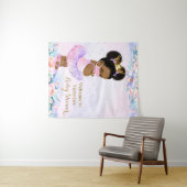 マスク付きパープルアフロベビーベビーシャワーM背景 タペストリー (インサイチュ(横))