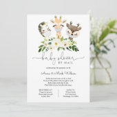 マスク付きベビーアニマル郵便で赤ちゃんシャワー 招待状 (スタンド正面)