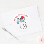 マスク付きメリークリスマスベア ラウンドシール (封筒)