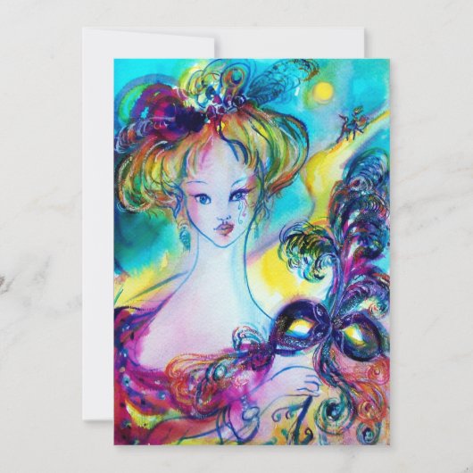 マスク付きレディ/ベネチアンマスカレードボール 案内状 (正面)