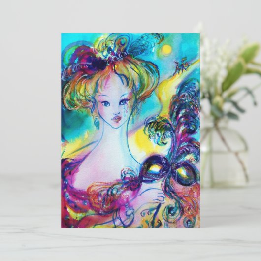 マスク付きレディ/ベネチアンマスカレードボール 案内状 (スタンド正面)