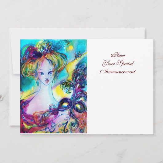 マスク付きレディ/ベネチアンマスカレードボール 案内状 (裏面)