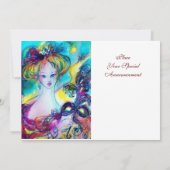 マスク付きレディ/ベネチアンマスカレードボール,金ゴールド 案内状 (裏面)