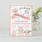 マスク付き仮想ベビーシャワー動物 招待状 (スタンド正面)