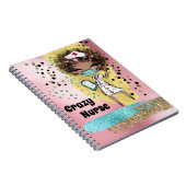 マスク付き可愛いナース紙吹雪グリッターピンク金ゴールド ノートブック (右側)