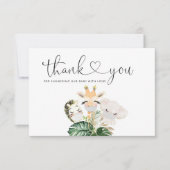 マスク付き水色のサファリ動物ありがとう カード (正面)