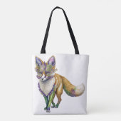 マスク付き水色マルディグラキツネ トートバッグ (裏面)