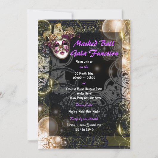 マスク仮装ヴェネツィアmardi grasパーティー 招待状 (裏面)