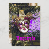 マスク仮装ヴェネツィアmardi grasパーティー 招待状 (正面/裏面)