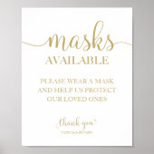 マスク使用可能シンプルな書道の結婚サイン ポスター (正面)