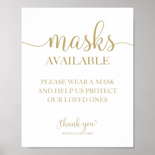 マスク使用可能シンプルな書道の結婚サイン ポスター (正面)