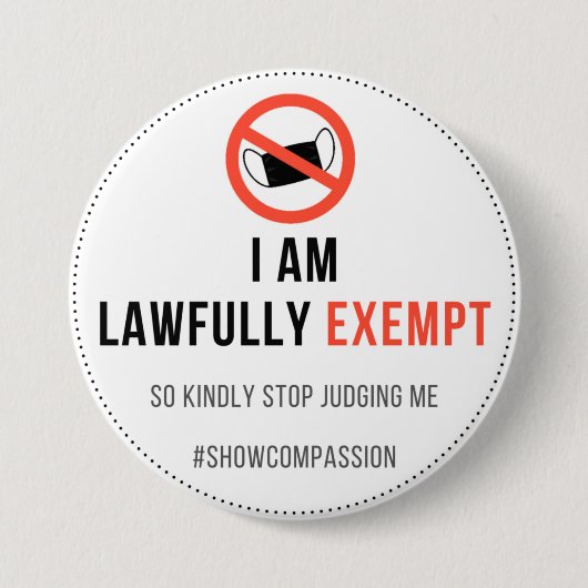 マスク免除バッジ 缶バッジ (正面)