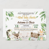 マスク動物バーチャルベビーシャワー招待状 招待状 (正面/裏面)