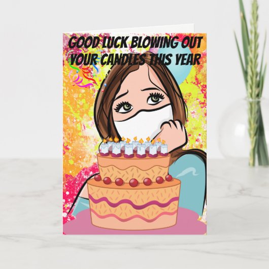 マスク吹誕生日を使ったロウソクのおもしろい外 カード (正面)