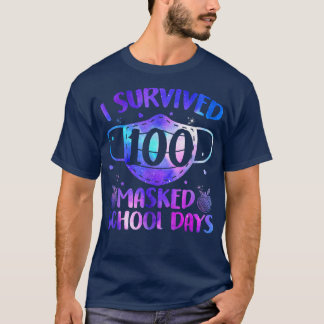 マスク姿で100日間学校生活を乗り切った! 100日目の学校 Tシャツ