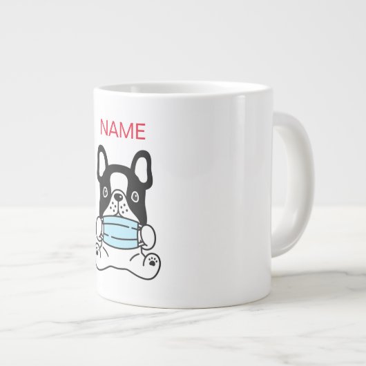 マスク専門マグカップ付名前をカスタムするベビーブルドッグ ジャンボコーヒーマグカップ (正面右)
