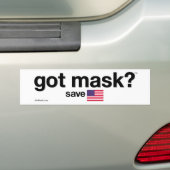 マスク得?アメリカ救。 バンパーステッカー (車上)