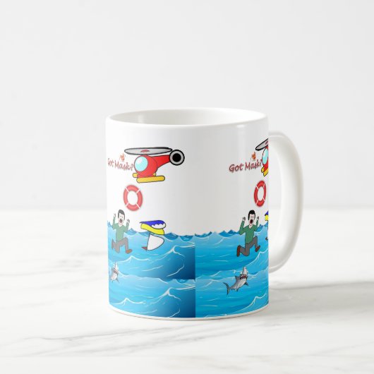 マスク得?溺死する人 コーヒーマグカップ (正面右)