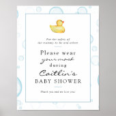 マスク必須ベビーラバーダックシャワー記号 ポスター (正面)