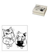 マスク猫のアートスタンプ ラバースタンプ (押印)