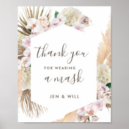 マスク着用結婚のパンパスグラスサイン ポスター