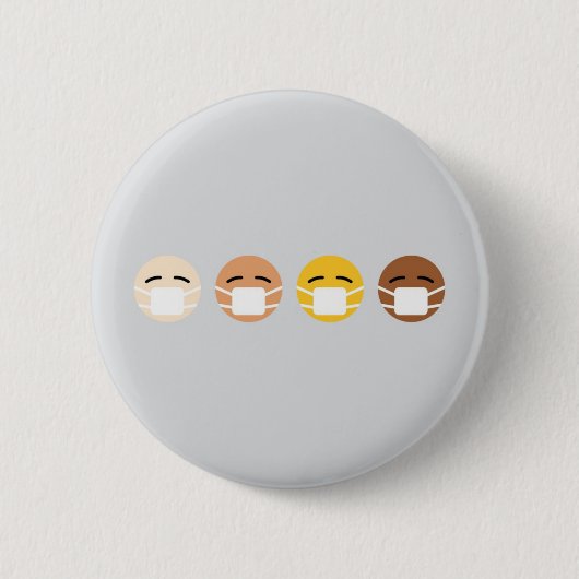 マスク絵文字顔マスクCOVID 缶バッジ (正面)