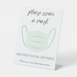 マスク衣服のビカスタムジネスサインをお願いします 台座サイン